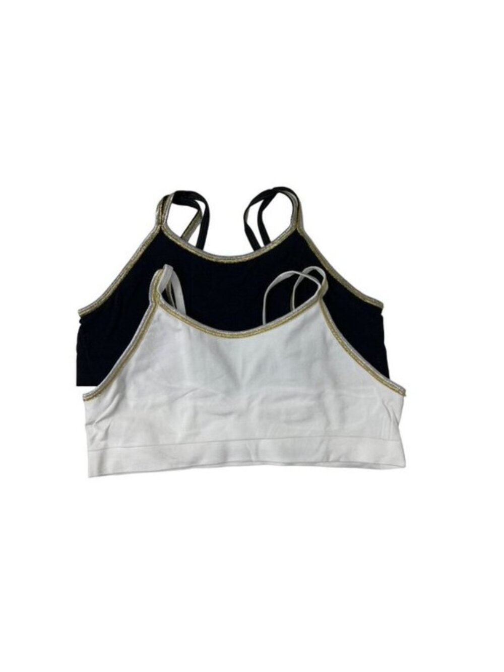 Anemone Bundle of 2 Women's Strappy Bralettes Metallic Gold/Silver Trim